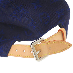 美品 ルイ ヴィトン キャップ モノグラム エッセンシャル サイズL M77590 コットン ブルー 帽子 キャップ LV 1459【中古】LOUIS VUITTON メンズ