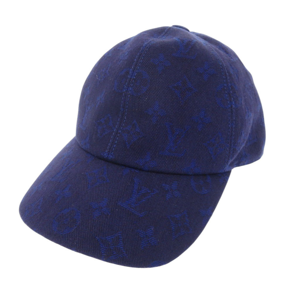 美品 ルイ ヴィトン キャップ モノグラム エッセンシャル サイズL M77590 コットン ブルー 帽子 キャップ LV 1459【中古】LOUIS VUITTON メンズ