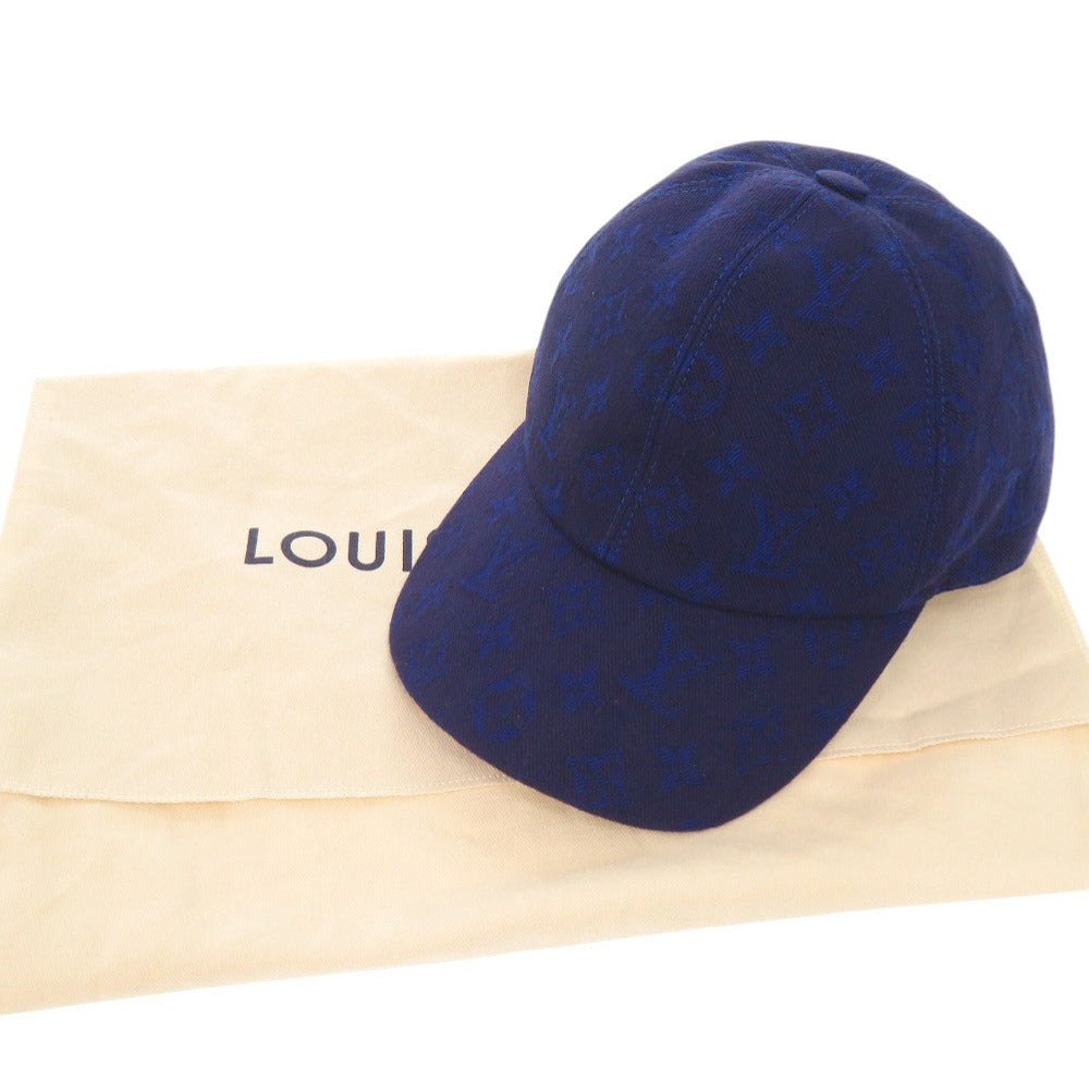 美品 ルイ ヴィトン キャップ モノグラム エッセンシャル サイズL M77590 コットン ブルー 帽子 キャップ LV 1459【中古】LOUIS VUITTON メンズ