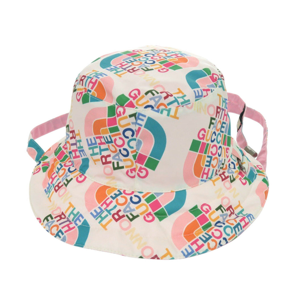 新品同様 グッチ バケットハット GUCCI×THE NORTH FACE グッチ×ザノースフェイス コラボ ナイロン ホワイト 帽子 1472【中古】GUCCI