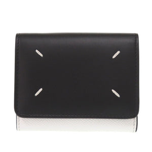 未使用 メゾン マルジェラ 4ステッチ SA3UI0017 P5787 HA202 レザー ブラック ホワイト 三つ折り財布 黒 1485【中古】Maison Margiela