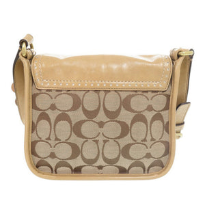 美品 コーチ シグネチャー キャンバス パテントレザー ベージュ ショルダーバッグ 1504【中古】COACH