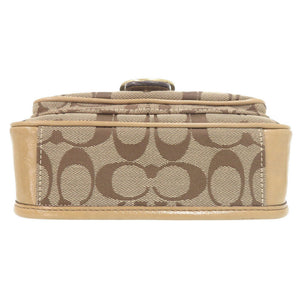 美品 コーチ シグネチャー キャンバス パテントレザー ベージュ ショルダーバッグ 1504【中古】COACH