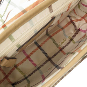美品 コーチ シグネチャー キャンバス パテントレザー ベージュ ショルダーバッグ 1504【中古】COACH