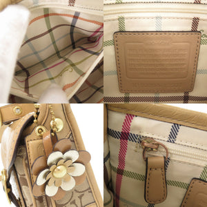 美品 コーチ シグネチャー キャンバス パテントレザー ベージュ ショルダーバッグ 1504【中古】COACH