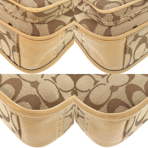 美品 コーチ シグネチャー キャンバス パテントレザー ベージュ ショルダーバッグ 1504【中古】COACH