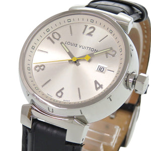 ルイ ヴィトン タンブール Q111E SS レザー シルバー クオーツ 腕時計 LV 1507【中古】LOUIS VUITTON