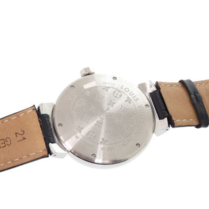 ルイ ヴィトン タンブール Q111E SS レザー シルバー クオーツ 腕時計 LV 1507【中古】LOUIS VUITTON
