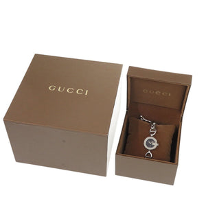美品 グッチ チェーンブレス チャーム 107 SS ブラック シルバー 黒文字盤 クオーツ 腕時計 1509【中古】GUCCI