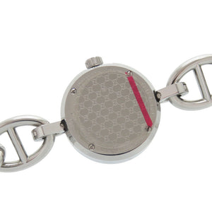 美品 グッチ チェーンブレス チャーム 107 SS ブラック シルバー 黒文字盤 クオーツ 腕時計 1509【中古】GUCCI