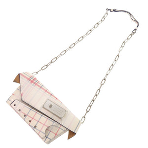 美品 メゾン マルジェラ スナッチトスモール シルバーチェーン カーフレザー ホワイト ショルダーバッグ AE5E【中古】Maison Margiela