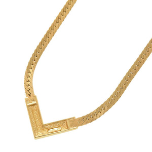 美品 クリスチャンディオール V字型 メタル ラインストーン ゴールド ネックレス 0037【中古】Christian Dior