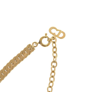 美品 クリスチャンディオール V字型 メタル ラインストーン ゴールド ネックレス 0037【中古】Christian Dior