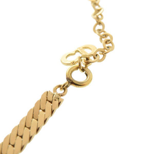 美品 クリスチャンディオール V字型 メタル ラインストーン ゴールド ネックレス 0037【中古】Christian Dior