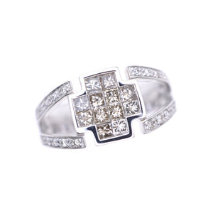 新品同様 ダイヤ0.60ct K18WG リング 指輪 ホワイトゴールド/ダイヤモンド 16号 6.1g ホワイトゴールド ジュエリー 0049【中古】 レディース