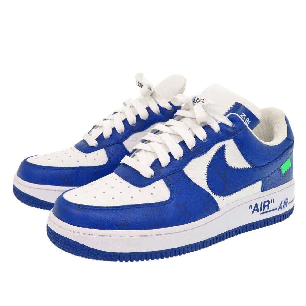 新品同様 ルイ ヴィトン NIKE AIR FORCE1 Low By Virgil Abloh White Royal レザー ブルー ホワイト スニーカー LV 0063【中古】LOUIS VUITTON