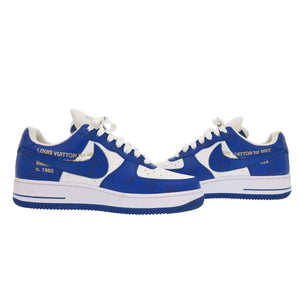 新品同様 ルイ ヴィトン NIKE AIR FORCE1 Low By Virgil Abloh White Royal レザー ブルー ホワイト スニーカー LV 0063【中古】LOUIS VUITTON
