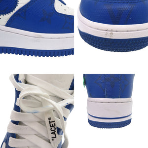 新品同様 ルイ ヴィトン NIKE AIR FORCE1 Low By Virgil Abloh White Royal レザー ブルー ホワイト スニーカー LV 0063【中古】LOUIS VUITTON