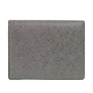 美品 プラダ サフィアーノレザー グレー ピンク 二つ折り財布 0064【中古】PRADA