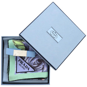美品 プラダ プリントシルク フローラル シルク マルチカラー スカーフ 0065【中古】PRADA