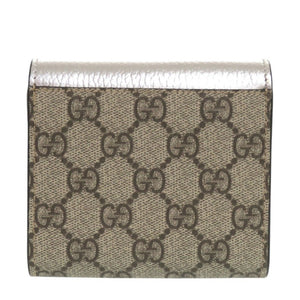 新品同様 グッチ GGマーモント 598587 GGスプリームキャンバス シルバー 二つ折り財布 0066【中古】GUCCI