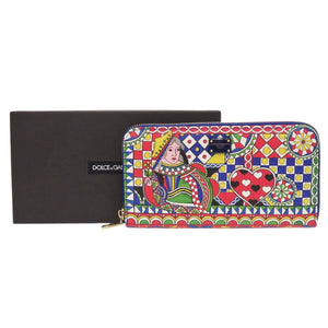 新品同様 ドルチェアンドガッバーナ BI0473 トランプ柄 レザー レッド マルチカラー 長財布 0072【中古】DOLCE&GABBANA