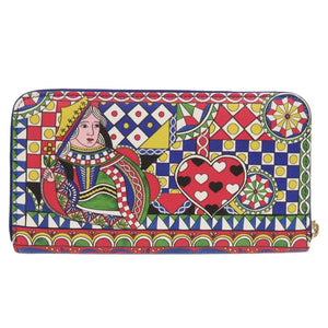 新品同様 ドルチェアンドガッバーナ BI0473 トランプ柄 レザー レッド マルチカラー 長財布 0072【中古】DOLCE&GABBANA