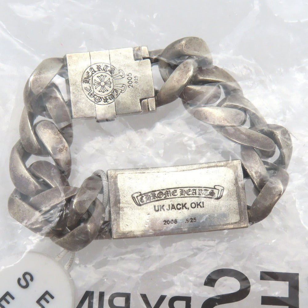 鑑定済 クロムハーツ ユニオンジャックスター IDブレスレット クラシックリンク シルバー925/ダイヤモンド/ルビー/サファイア 0095【中古】CHROME HEARTS メンズ