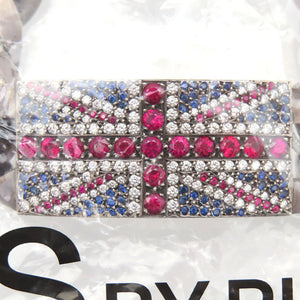 鑑定済 クロムハーツ ユニオンジャックスター IDブレスレット クラシックリンク シルバー925/ダイヤモンド/ルビー/サファイア 0095【中古】CHROME HEARTS メンズ