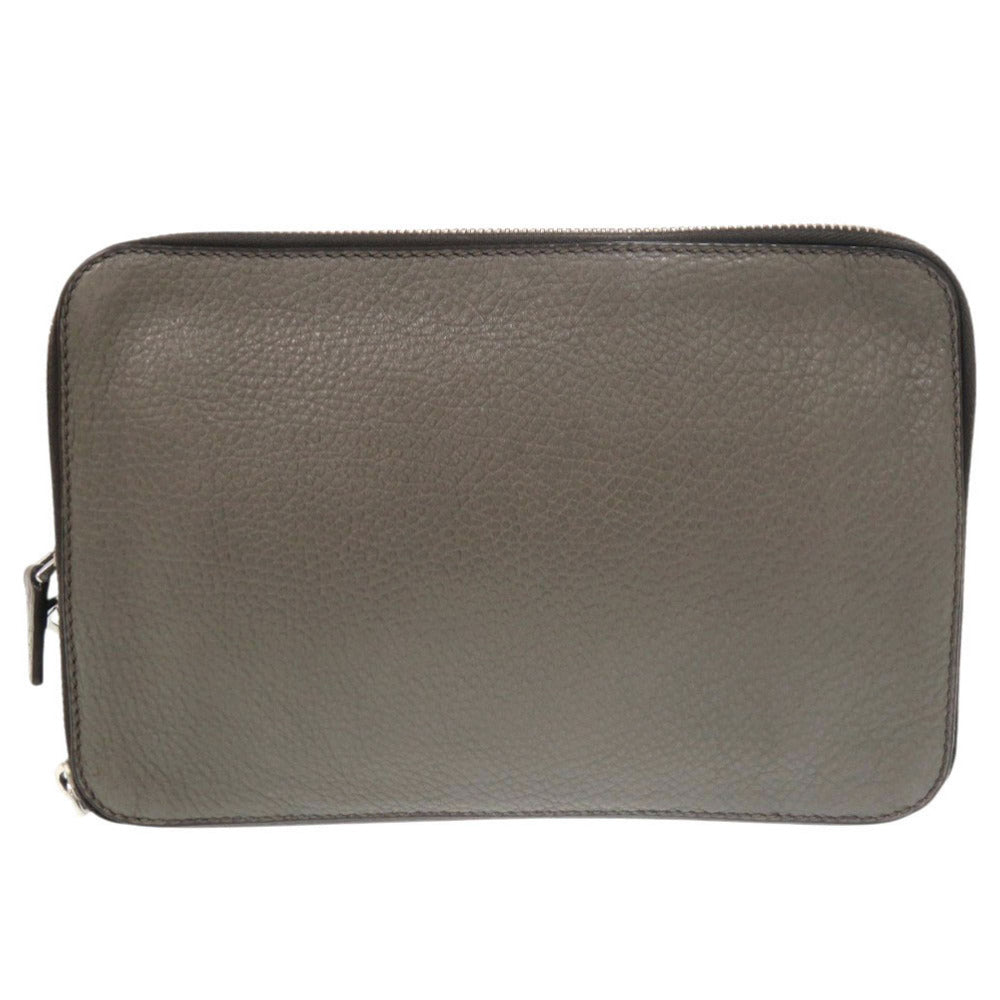 プラダ トライアングルロゴ レザー グレー系 セカンドバッグ クラッチバッグ 0188【中古】PRADA