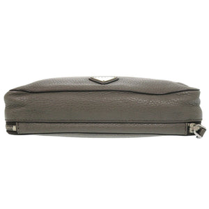 プラダ トライアングルロゴ レザー グレー系 セカンドバッグ クラッチバッグ 0188【中古】PRADA