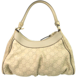 美品 グッチ グッチシマ アビー 190525 レザー アイボリー ショルダーバッグ 0189【中古】GUCCI