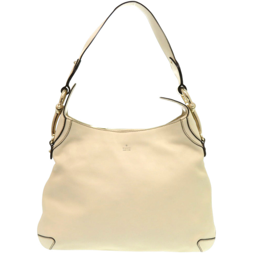 美品 グッチ クレオール ホーボー ホースビット 145826 レザー アイボリー 白 ショルダーバッグ 0244【中古】GUCCI