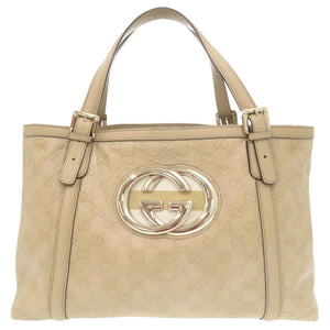 グッチ グッチシマ GGロゴ 162094 レザー ベージュ系 トートバッグ ハンドバッグ 0245【中古】GUCCI