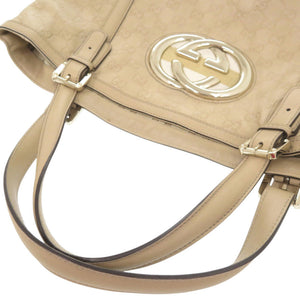 グッチ グッチシマ GGロゴ 162094 レザー ベージュ系 トートバッグ ハンドバッグ 0245【中古】GUCCI
