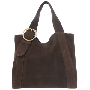 美品 グッチ 296877 ヌバックレザー ブラウン トートバッグ ハンドバッグ 0256【中古】GUCCI