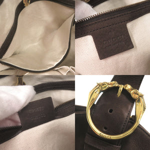 美品 グッチ 296877 ヌバックレザー ブラウン トートバッグ ハンドバッグ 0256【中古】GUCCI