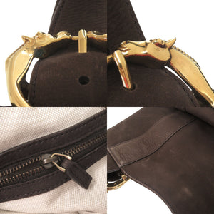 美品 グッチ 296877 ヌバックレザー ブラウン トートバッグ ハンドバッグ 0256【中古】GUCCI