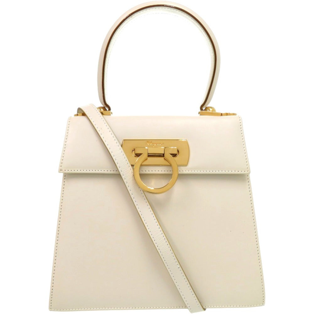 美品 サルヴァトーレフェラガモ ガンチーニ O212193 レザー ホワイト 白 2WAY ハンドバッグ 0278【中古】Salvatore Ferragamo