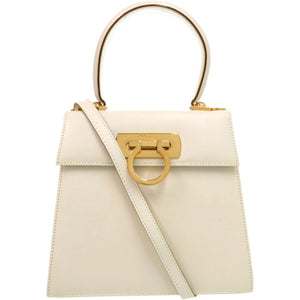 美品 サルヴァトーレフェラガモ ガンチーニ O212193 レザー ホワイト 白 2WAY ハンドバッグ 0278【中古】Salvatore Ferragamo