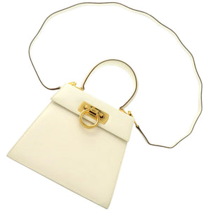 美品 サルヴァトーレフェラガモ ガンチーニ O212193 レザー ホワイト 白 2WAY ハンドバッグ 0278【中古】Salvatore Ferragamo