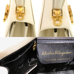 美品 サルヴァトーレフェラガモ ガンチーニ O212193 レザー ホワイト 白 2WAY ハンドバッグ 0278【中古】Salvatore Ferragamo