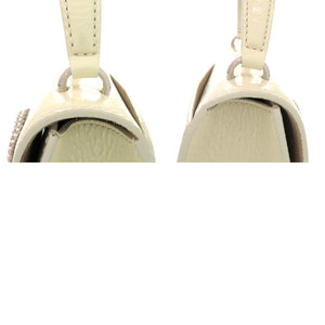 美品 ジミーチュウ 2WAY パール マデリン サッチェル エナメル フェイクパール ホワイト 白 ハンドバッグ 0279【中古】JIMMY CHOO