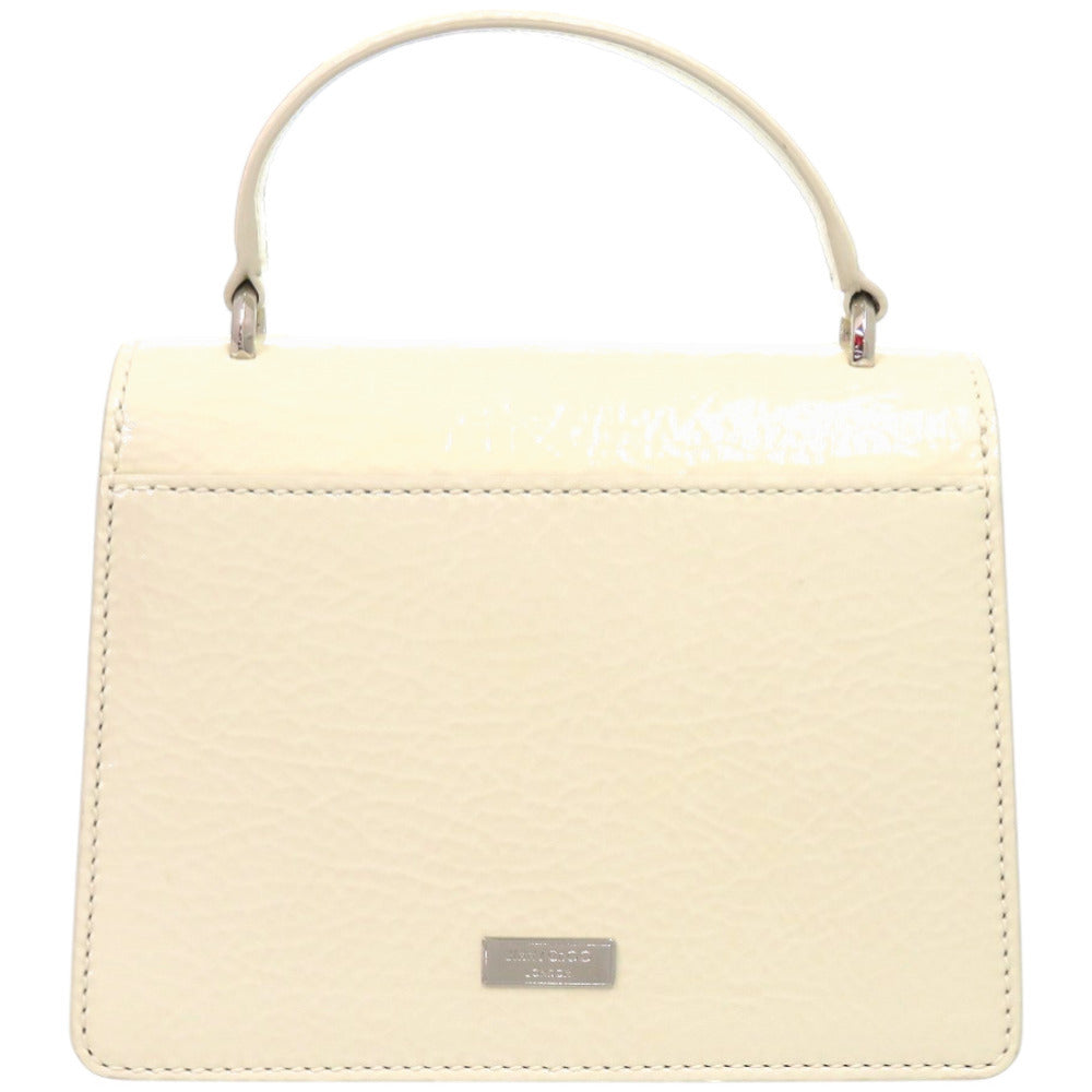 美品 ジミーチュウ 2WAY パール マデリン サッチェル エナメル フェイクパール ホワイト 白 ハンドバッグ 0279【中古】JIMMY CHOO