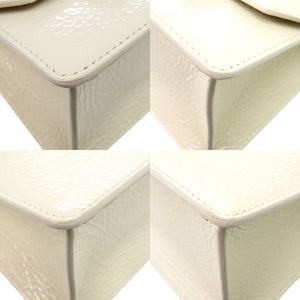 美品 ジミーチュウ 2WAY パール マデリン サッチェル エナメル フェイクパール ホワイト 白 ハンドバッグ 0279【中古】JIMMY CHOO