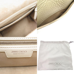 美品 ジミーチュウ 2WAY パール マデリン サッチェル エナメル フェイクパール ホワイト 白 ハンドバッグ 0279【中古】JIMMY CHOO