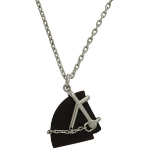 未使用品 エルメス シュヴァル メタル ヴュルカニウム シルバー 茶 ネックレス 0335【中古】HERMES