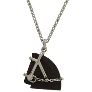 未使用品 エルメス シュヴァル メタル ヴュルカニウム シルバー 茶 ネックレス 0335【中古】HERMES