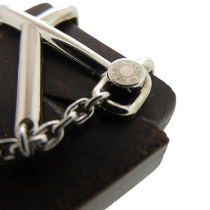 未使用品 エルメス シュヴァル メタル ヴュルカニウム シルバー 茶 ネックレス 0335【中古】HERMES