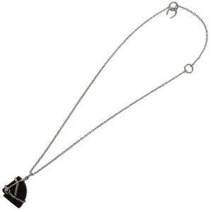 未使用品 エルメス シュヴァル メタル ヴュルカニウム シルバー 茶 ネックレス 0335【中古】HERMES